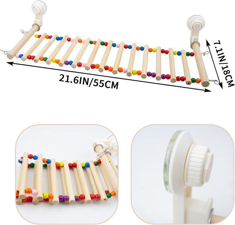 FlidRunest Bearded Dragon Window Ladder with 2 Sturdy Suction Cups, 21.6''x7.1'' Large Lizard Wood Climbing Perch Bridge, Reptile Hammock Perch Tank Accessories for Lizard, Leopard Gecko, Chameleon - Image 5
